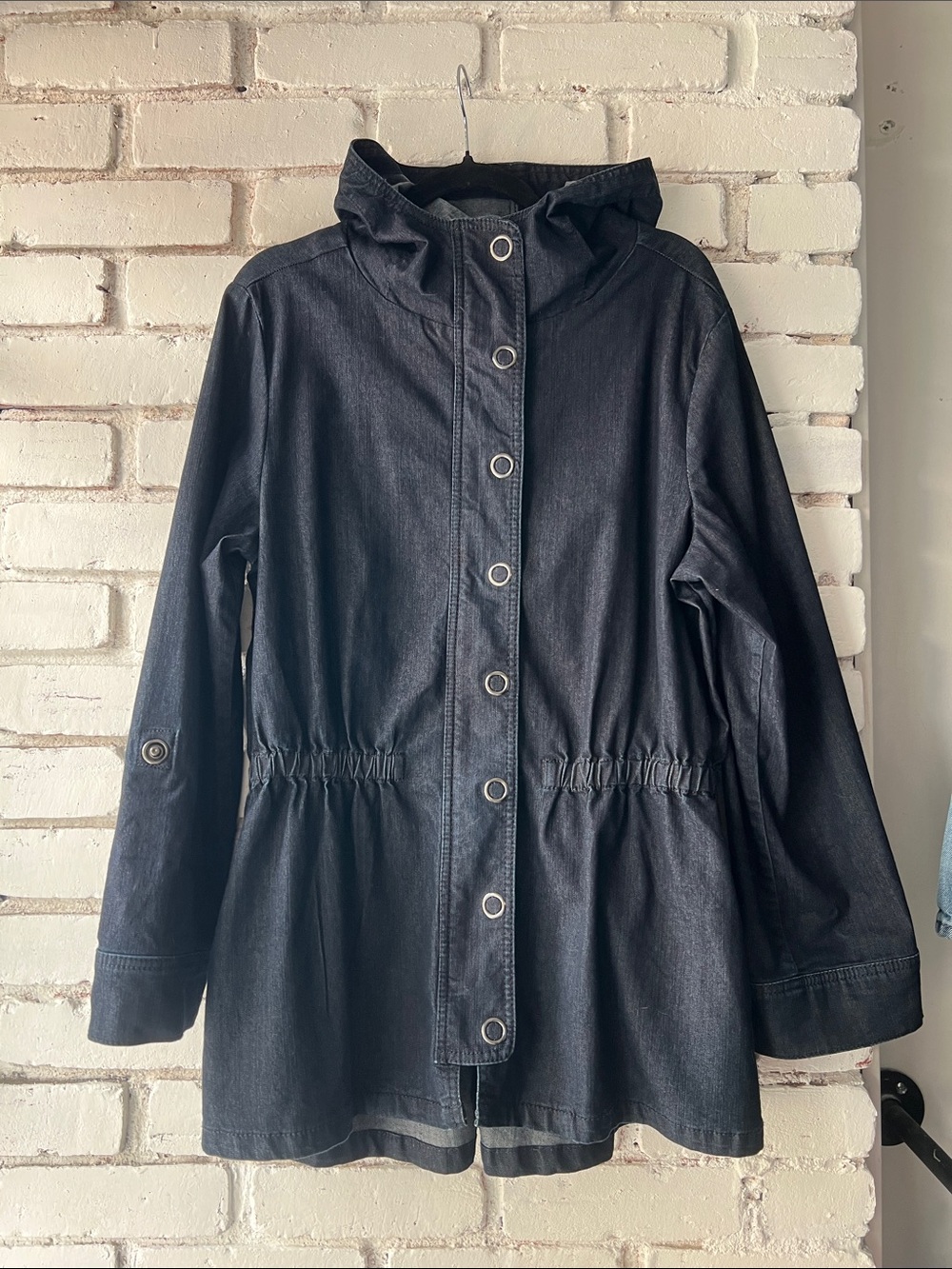 DISHDark denim roomy oversized Hooded Women's Jacket - unique 90s anorak Coat